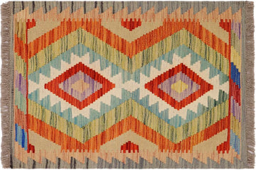Flat Weave Kilim, Antique, Navaho, Vintage, Handmade, Geometric Kilim Gray Rust Hand-Woven Rectangle 100% Wool Area Rug 2 x 3